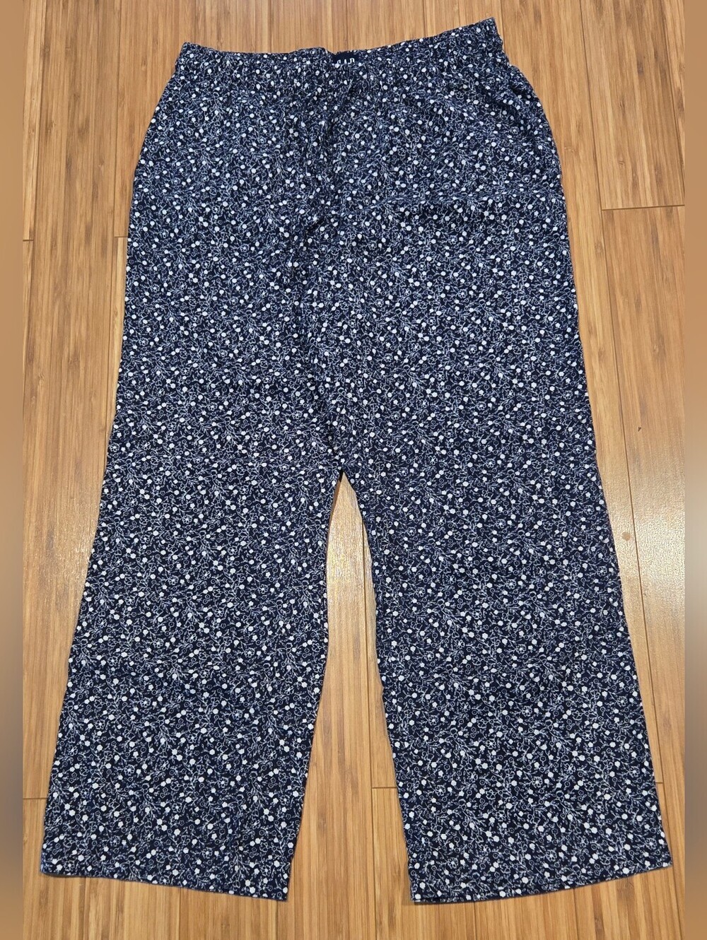 GAP Navy Floral Wide-Leg Lounge Pants